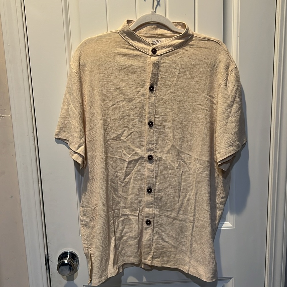 Fausto Betancourt Soft Gauze Button-Up Shirt Short Sleeve NWT size Medium